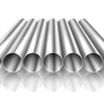 industrial iron pipeline perspective background with 3d effect vector